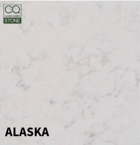 A modern CQ Quartz worktop from Serene Stones, seamlessly integrated into a stylish kitchen.