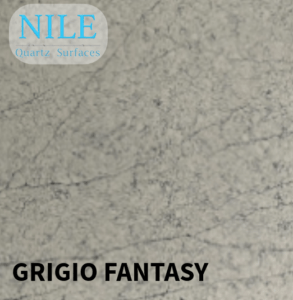 A classic white quartz worktop with a subtle marble effect.