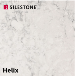 A marble kitchen island with a waterfall edge, creating a seamless look