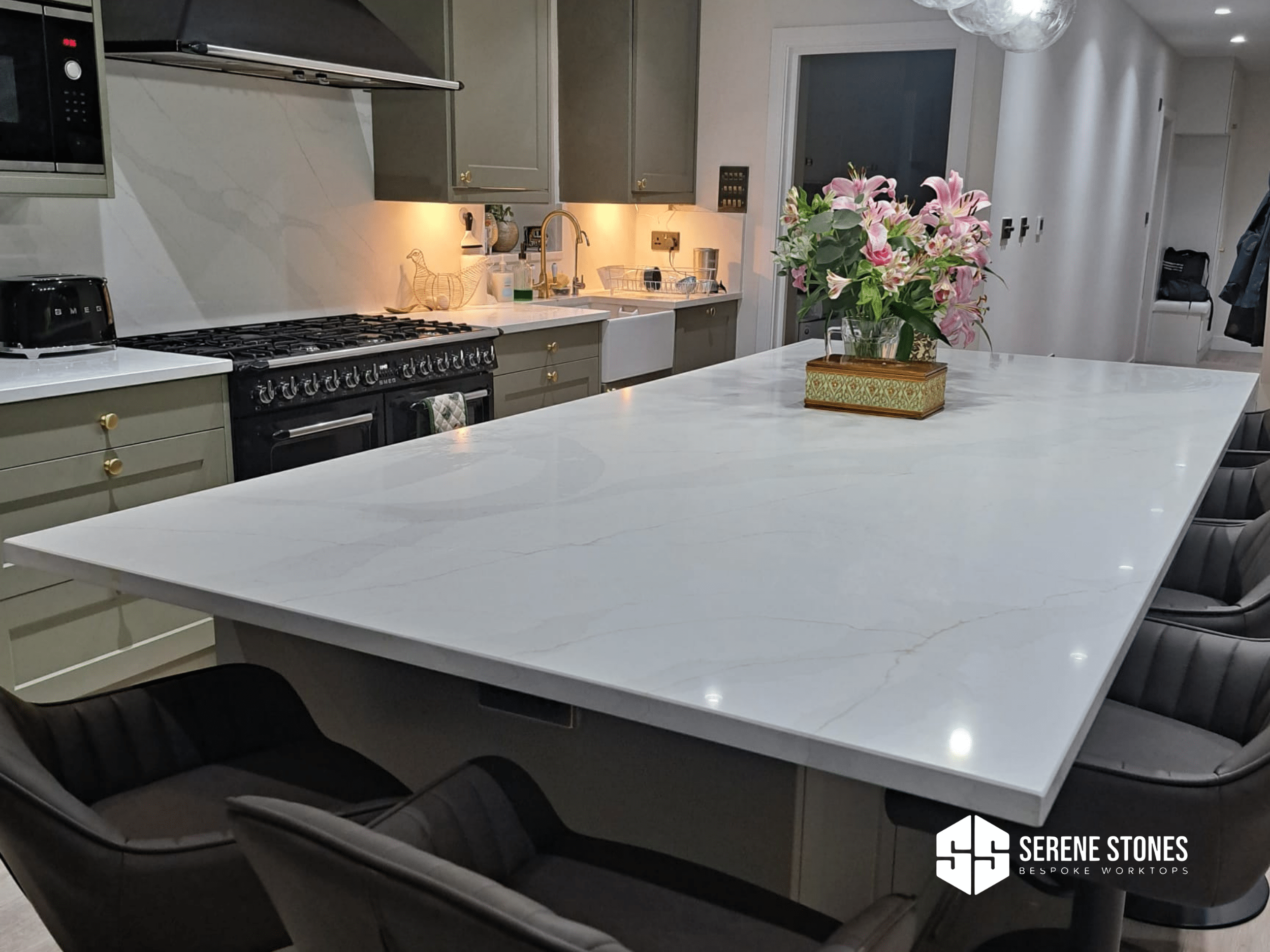 High-end kitchen worktops by Serene Stones for a sleek look.