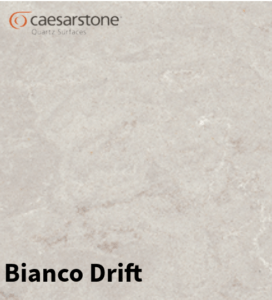 A high-gloss granite worktop from Serene Stones, reflecting light beautifully.