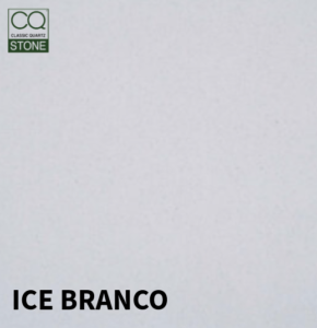 A high-gloss quartz worktop from Serene Stones, reflecting a sleek kitchen design.
