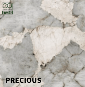 A luxurious marble countertop from Serene Stones, adding a premium look to the kitchen.