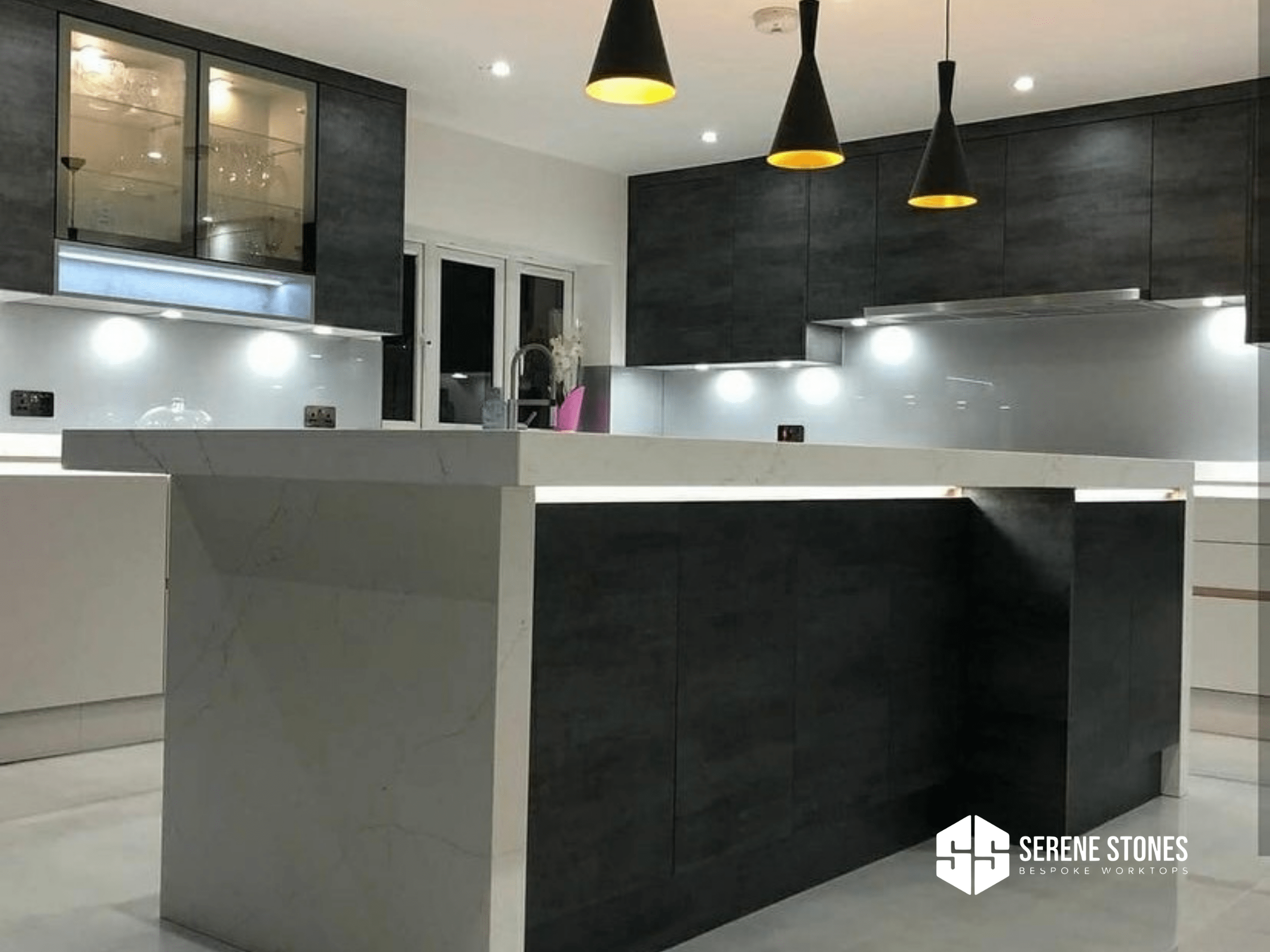 Luxury marble countertop designed for elegant kitchens.