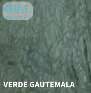 A polished granite kitchen worktop with a deep black finish and reflective surface.